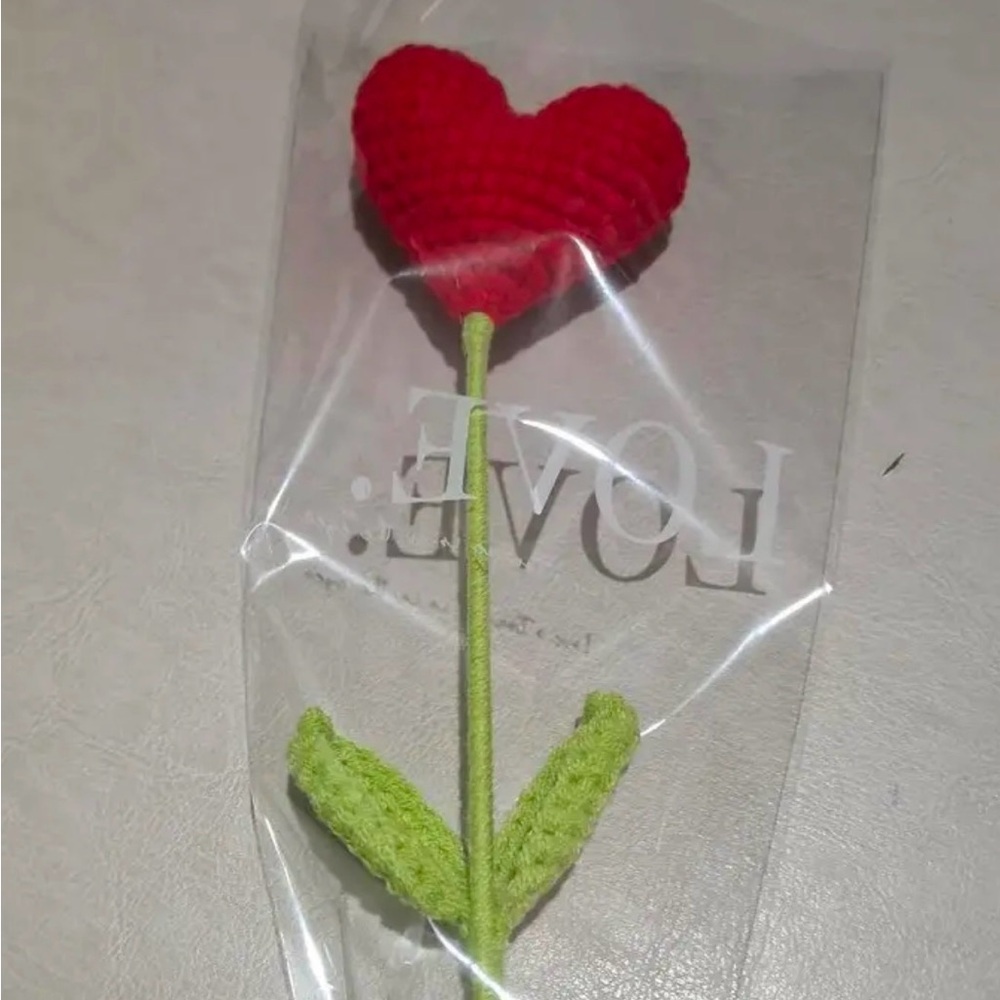 Crochet Handmade Heart Rose 🌹